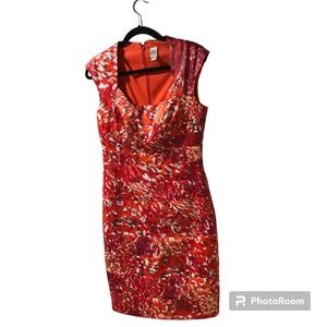 Orange printed midi dress